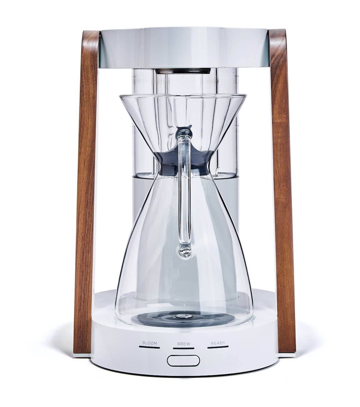 Ratio Eight Coffee Maker In Bright Silver w/ Walnut Trim & Glass Water Tank