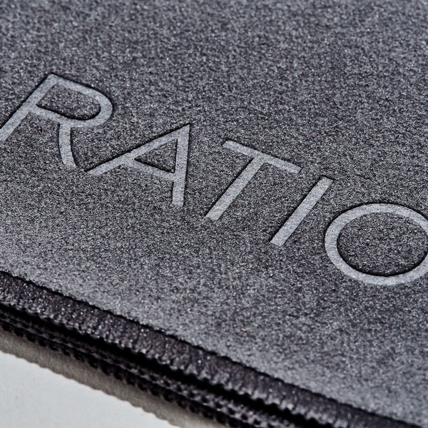 Microfiber towel close up of Ratio logo